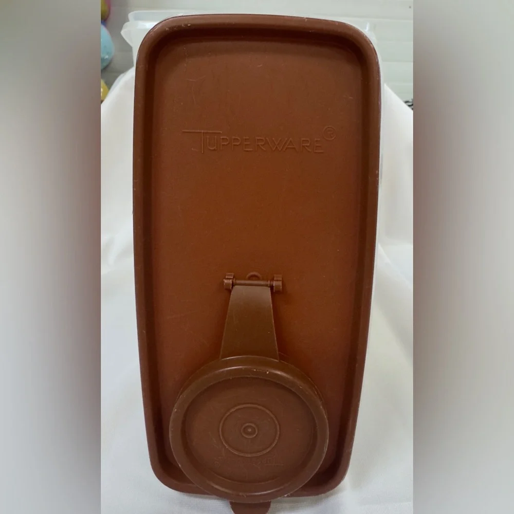 Vintage Tupperware 1588-1 Modular Storage Container Brown Lid 469-5 Frosted 2 Pc